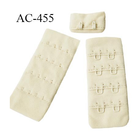 Agrafe attache 30 mm de soutien gorge 4 rangées 2 crochets largeur 30 mm hauteur 68 mm couleur savane ou crème