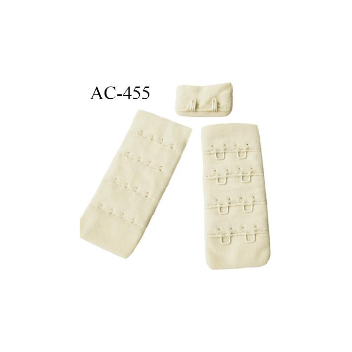 Agrafe attache 30 mm  de soutien gorge 4 rangées 2 crochets largeur 30 mm hauteur 68 mm couleur savane ou crème