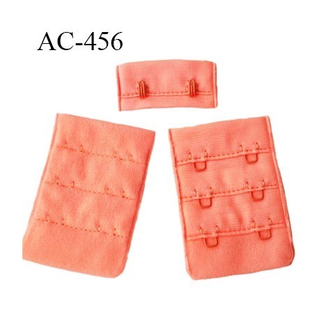 Agrafe attache 38 mm  de soutien gorge 3 rangées 2 crochets largeur 38 mm hauteur 55 mm couleur saumon corail