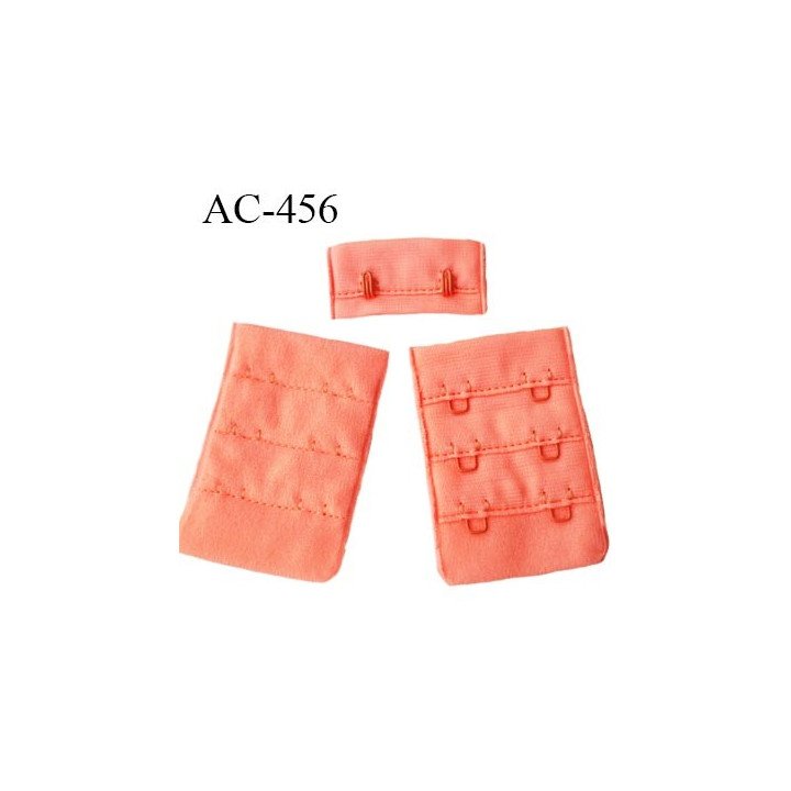 Agrafe attache 38 mm  de soutien gorge 3 rangées 2 crochets largeur 38 mm hauteur 55 mm couleur saumon corail