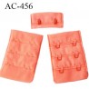 Agrafe attache 38 mm  de soutien gorge 3 rangées 2 crochets largeur 38 mm hauteur 55 mm couleur saumon corail