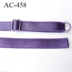 bretelle 12 mm violet lingerie SG largeur 12 mm longueur 22 cm haut de gamme barrette et anneaux métal plastifié prix pièce
