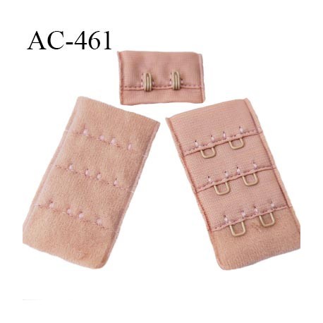 Agrafe attache 30 mm de soutien gorge 3 rangées 2 crochets haut de gamme largeur 30 mm hauteur 55 mm couleur vieux rose