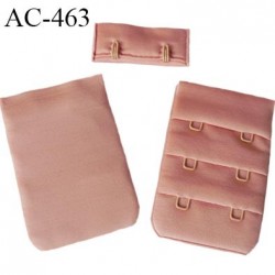 Agrafe attache 38 mm  de soutien gorge 3 rangées 2 crochets largeur 38 mm hauteur 55 mm couleur bois de rose satiné