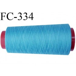 Cone de fil mousse polyester fil n°120 couleur bleu tirant sur le turquoise longueur 1000 mètres bobiné en France