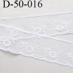 Dentelle 50 mm synthétique  blanc motif fleur largeur 50 mm prix au mètre