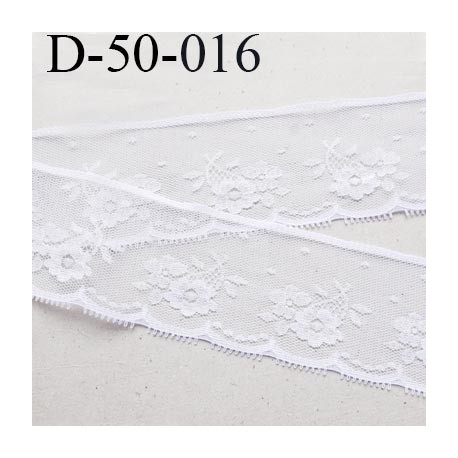 Dentelle 50 mm synthétique blanc motif fleur largeur 50 mm prix au mètre