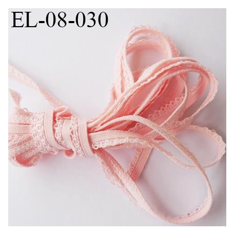 Elastique 8 mm lingerie picot couleur rose pétale largeur de la bande 4 mm + 4mm de picot largeur total 8 mm prix au mètre