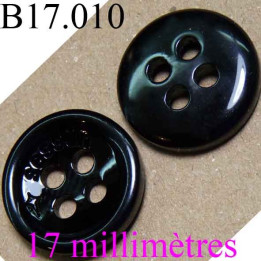 bouton 17 mm  couleur noir brillant  inscription sessun 4 trous  diamètre 17 millimètres