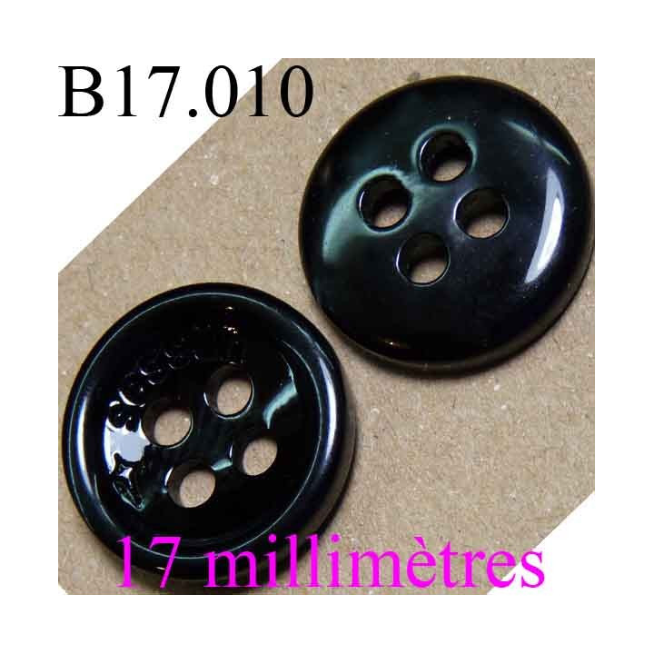 bouton 17 mm  couleur noir brillant  inscription sessun 4 trous  diamètre 17 millimètres