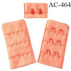 Agrafe attache 30 mm  de soutien gorge 3 rangées 2 crochets largeur 30 mm hauteur 55 mm couleur saumon corail