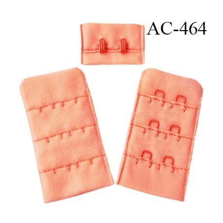 Agrafe attache 30 mm de soutien gorge 3 rangées 2 crochets largeur 30 mm hauteur 55 mm couleur saumon corail