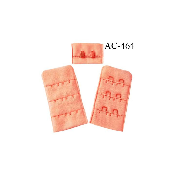 Agrafe attache 30 mm  de soutien gorge 3 rangées 2 crochets largeur 30 mm hauteur 55 mm couleur saumon corail
