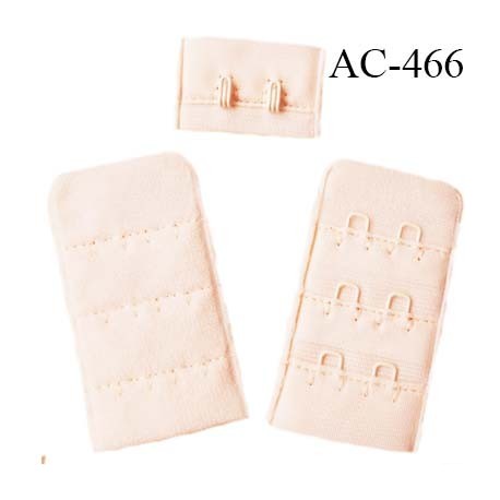 Agrafe attache 30 mm de soutien gorge 3 rangées 2 crochets largeur 30 mm hauteur 55 mm couleur boudoir