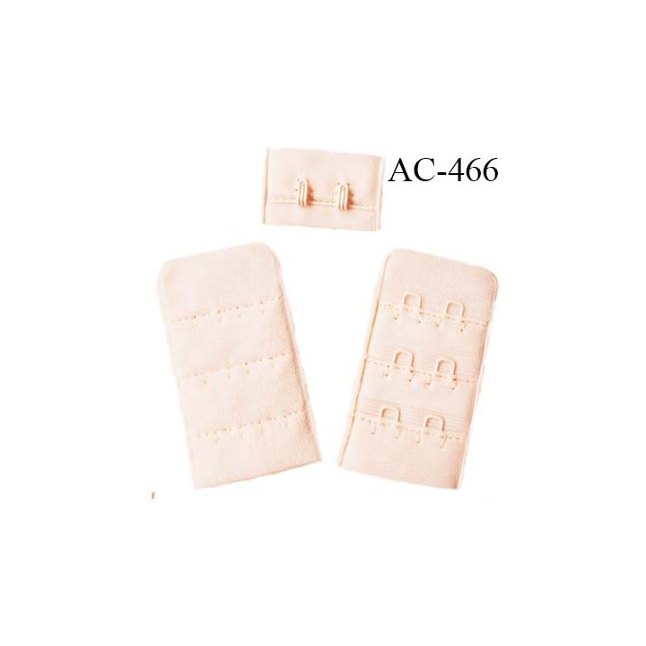 Agrafe attache 30 mm  de soutien gorge 3 rangées 2 crochets largeur 30 mm hauteur 55 mm couleur boudoir