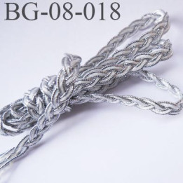 galon ruban tresse double face couleur argent lurex brillant et blanc  souple très solide largeur 8 mm prix au mètre