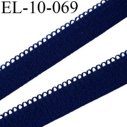 élastique lingerie picot 9 mm couleur  bleu  marine fabriqué en France largeur 10 mm + 2 mm picot  prix au mètre