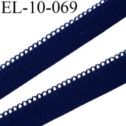 élastique lingerie picot 10 mm couleur bleu marine aspect velours fabriqué en France largeur 10 mm + 2 mm picot prix au mètre