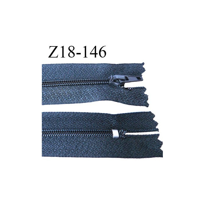 fermeture zip longueur 18 cm gris non séparable largeur 2.4 cm glissière nylon largeur  4 mm