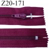 fermeture zip longueur 20 cm couleur bordeaux non séparable largeur 2.4 cm glissière nylon largeur 4 mm