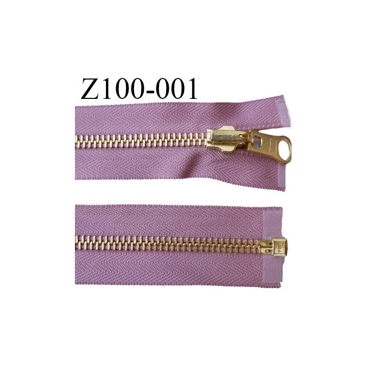 fermeture zip longueur 100 cm couleur vieux rose séparable réversible largeur 3,2 cm largeur de la glissière métal 6 mm