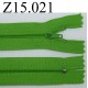 fermeture éclair longueur 15 cm couleur vert zip nylon