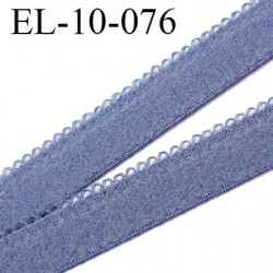 élastique lingerie picot 10 mm couleur gris bleuté aspect velours fabriqué en France largeur 10 mm + 2 mm picot prix au mètre