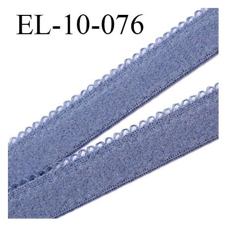 élastique lingerie picot 10 mm couleur gris bleuté aspect velours fabriqué en France largeur 10 mm + 2 mm picot prix au mètre