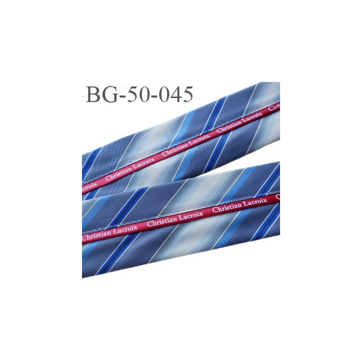 galon ruban 50 mm ganse rehausse ceinture CHRISTIAN LACROIX couleur bleu gris blanc et rouge haut de gamme prix au mètre