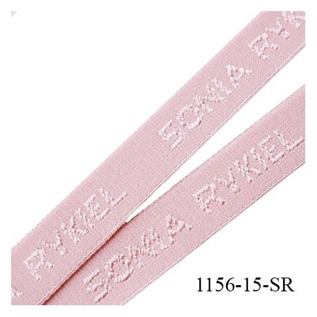 élastique 15 mm de marque Christian Lacroix inscription en surpiquage couleur chair rosé largeur 15 mm prix au mètre