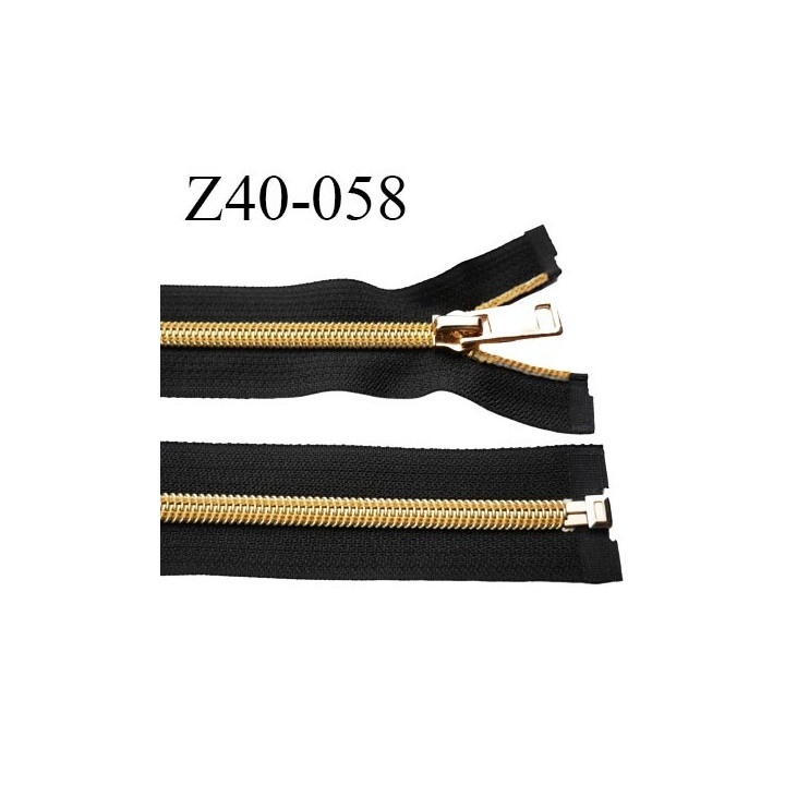 fermeture zip 40 cm noir séparable avec glissière nylon or largeur 3.3 cm largeur de la glissière 6 mm