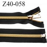 fermeture zip 40 cm noir séparable avec glissière nylon or largeur 3.3 cm largeur de la glissière 6 mm