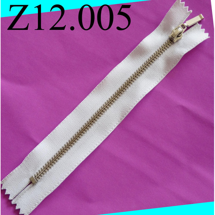 fermeture  éclair longueur 12 cm couleur blanc zip métal