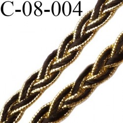 cordon tresse galon plat largeur 8 mm épaisseur 2.3 mm couleur noir et or brillant style lurex prix au mètre