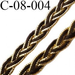 cordon tresse galon plat largeur 8 mm épaisseur 2.3 mm couleur noir et or brillant style lurex  prix au mètre