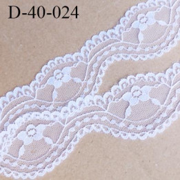 Dentelle 40 mm synthétique couleur blanc  largeur 40 mm prix au mètre