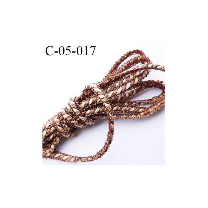 cordon synthétique 5 mm  couleur cuivre et brillant brillant style lurex diamètre 5 mm prix au mètre