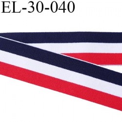 élastique 30 mm aspect velours spécial lingerie , sport très belle qualité bleu blanc rouge doux certifié oeko tex prix au mètre