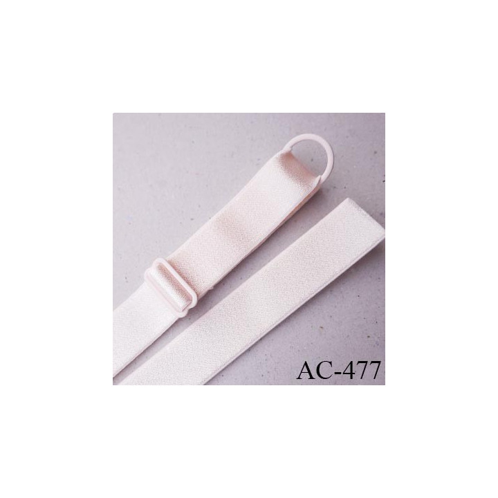 Bretelle 20 mm lingerie SG couleur crème rosé brillant haut de gamme finition avec 1 barettes + 1 anneau prix a la pièce