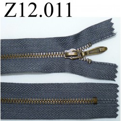 fermeture zip à glissière longueur 12 cm couleur gris non séparable zip métal