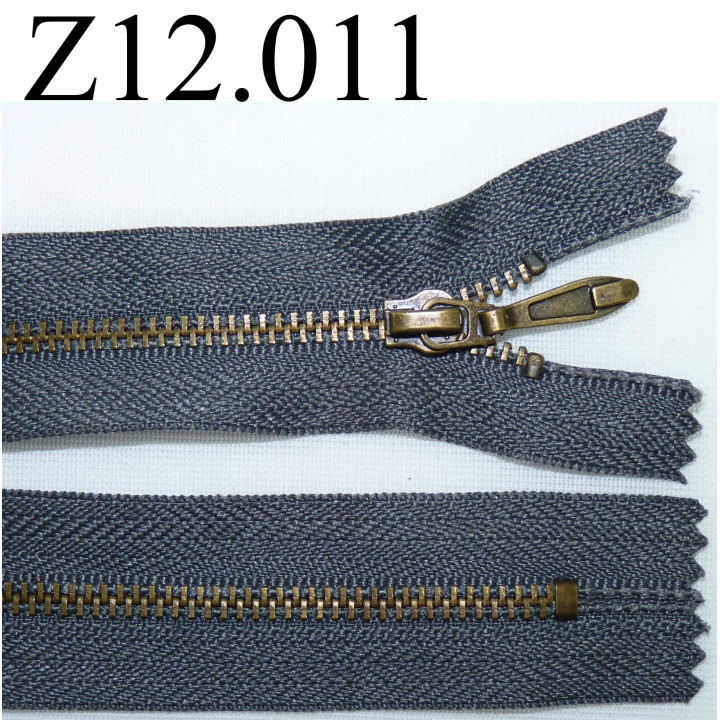fermeture éclair longueur 12 cm couleur gris  non séparable zip nylon