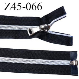 fermeture zip 45 cm noir séparable avec glissière nylon argenté  largeur 3.3 cm largeur de la glissière 6.4 mm curseur en métal