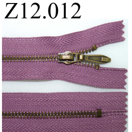 fermeture éclair longueur 12 cm couleur mauve  non séparable zip métal