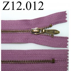 fermeture zip à glissière longueur 12 cm couleur mauve non séparable zip métal