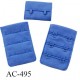 Agrafe attache 38 mm de soutien gorge 3 rangés 2 crochets largeur 38 mm hauteur 55 mm couleur bleu summer