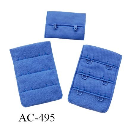 Agrafe attache 38 mm de soutien gorge 3 rangés 2 crochets largeur 38 mm hauteur 55 mm couleur bleu summer