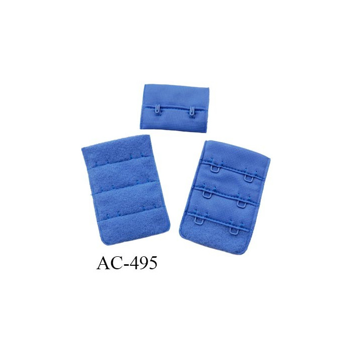Agrafe attache 38 mm  de soutien gorge 3 rangés 2 crochets largeur 38 mm hauteur 55 mm couleur bleu summer