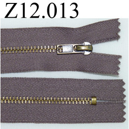 fermeture éclair longueur 12 cm couleur marron taupe  non séparable zip métal