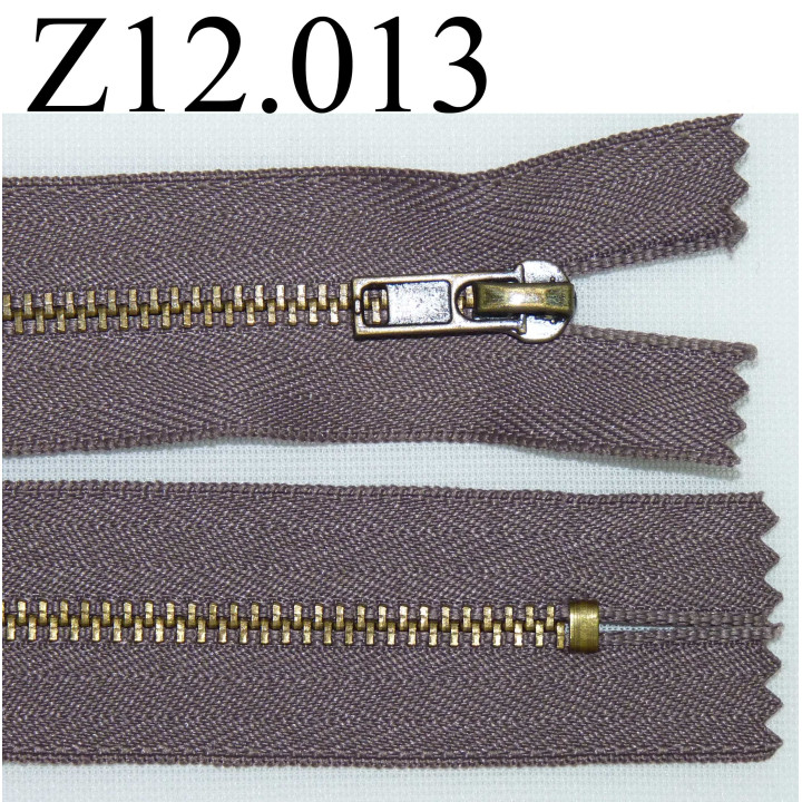 fermeture éclair longueur 12 cm couleur marron taupe  non séparable zip métal