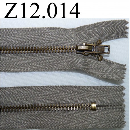 fermeture éclair longueur 12 cm couleur kaki non séparable zip métal